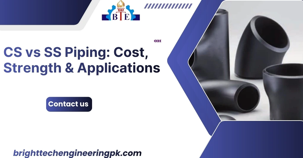 CS vs SS piping compares carbon steel and stainless steel pipes based on cost, strength, corrosion resistance, and industrial applications.